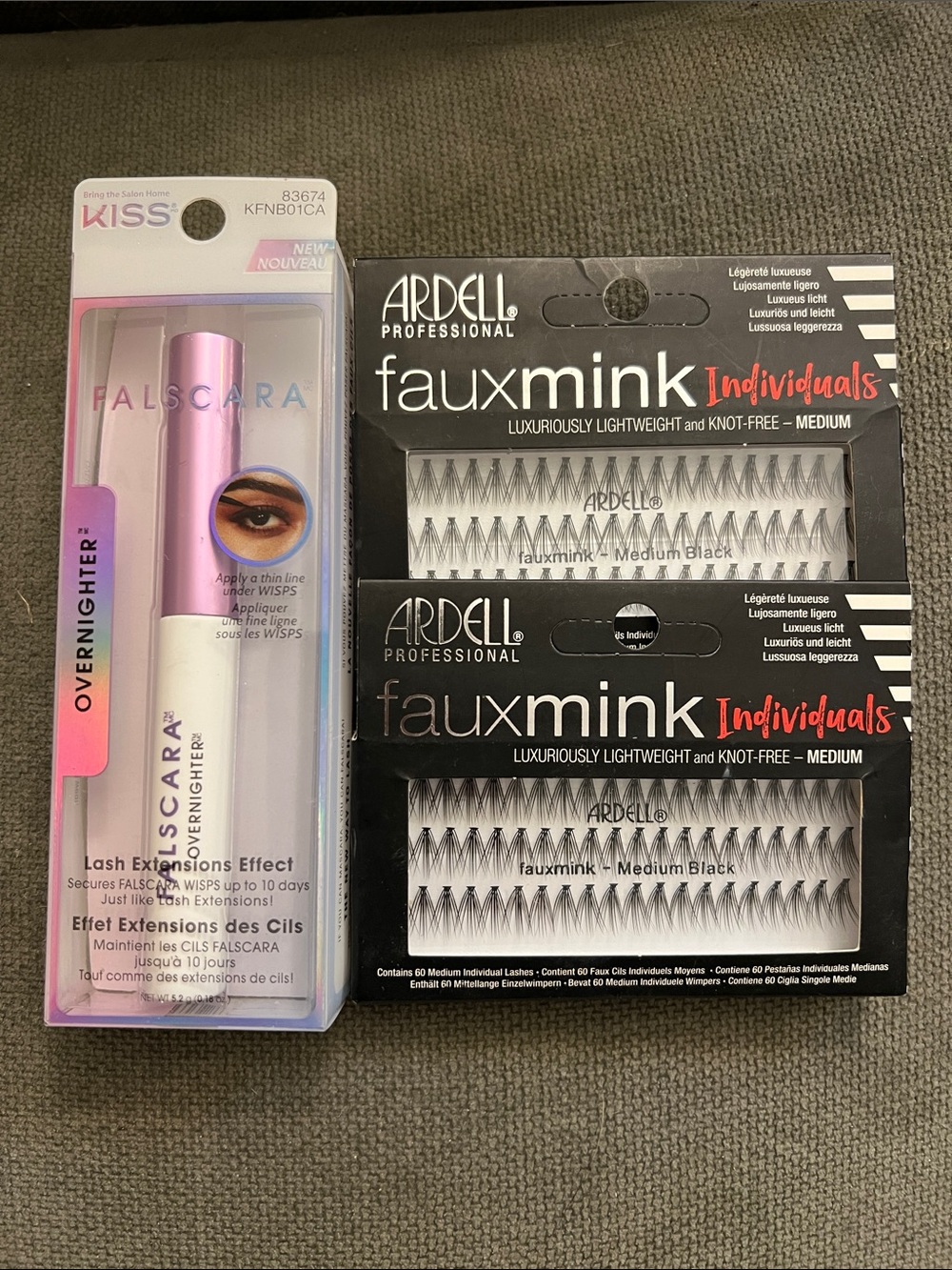 Kiss Falscara Lash Overnighter + Ardell Faux Mink Individuals Medium Black